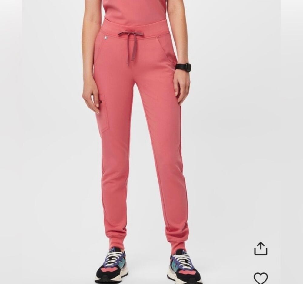 Figs Sz XL Petite High-Rise Zamora Jogger Scrub Pants Pink Desert Rose NWT